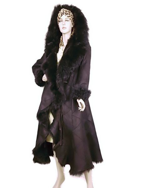Damen Fellmantel Mantel aus Toscanalammfell bis Gr.:48, Dunkelbraun