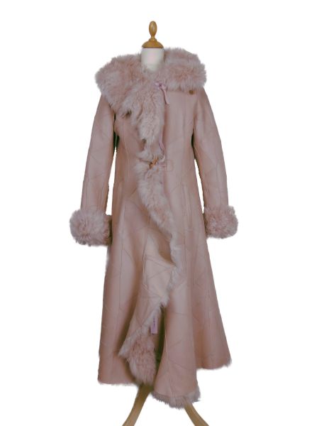 Damen Fellmantel Mantel aus Toscanalammfell bis Gr.:48, Rosa