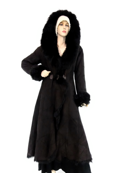 Damen Fellmantel Mantel aus Toscanalammfell, Schwarz,alle Größen